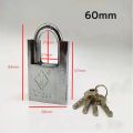 Silver 50mm 60mm long and short plated steel padlock, gun ball lock system 2 sides anti locksmith. 