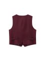 Women's Front Button Fitted Waistcoat and High Waist Pleated Wide Leg Pants, Female Two Piece Sets, Fashion. 