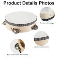 6inch Hand Held Drum Tambourine Drum Metal Jingles Percussion Musical Instrument For KTV Party Games. 