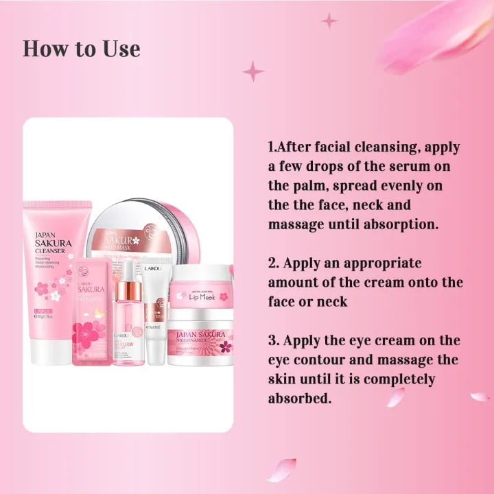 LAIKOU%20Sakura%20Face%20Serum%20Moisturizer%20Cream%20Sleeping%20Mask%20Cleansing%20Mud%20Mask%20Brightening%20Reduce%20Spots%20Wrinkles%20Combo%20Set%20-%20Image%202