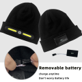 Winter Warm Hat with Light 2 in 1 Outdoor Work Knit Cap with Maintenance Light Cycling headlight.