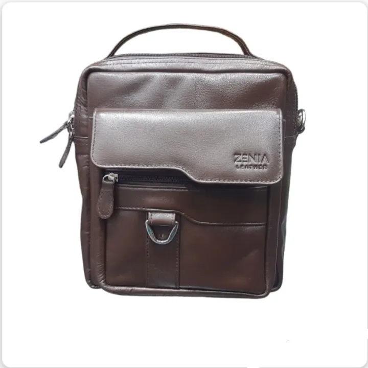 Chocolate%20Color%20Leather%20Shoulder%20Bag%20Massanger%20Bag%20-%20Image%202