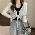 H & H🌞"Ready to send" long-sleeved cardigan with unique drawstring details (12336). 