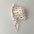 Korean Print Baby Sun Hat Cute Flower Cherry Infant Girls Princess Cap Spring Autumn Cotton Newborn Ear Protection Caps Bonnet.