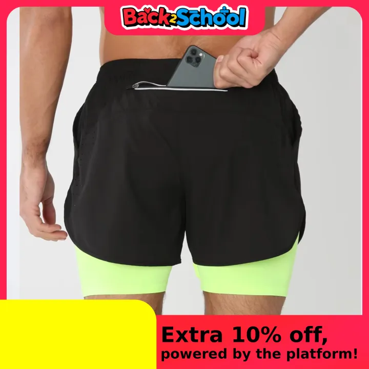 2025New Men Running Shorts Gym Sports Shorts 2 In 1 Quick Dry Workout Training Gym Fitness Jogging Short Pants Summer Men Shorts