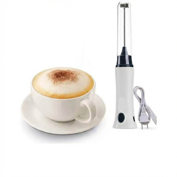Handheld Rechargeable Liquid Mixer – Coffee Frother & Juice Maker (White)