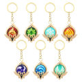 Game Genshin Impact Vision Lnazuma Ganyu Keqing Wendi Xiao Keychain Luminous 7 Element Weapons Eye Of Original God Toy KeyRings. 