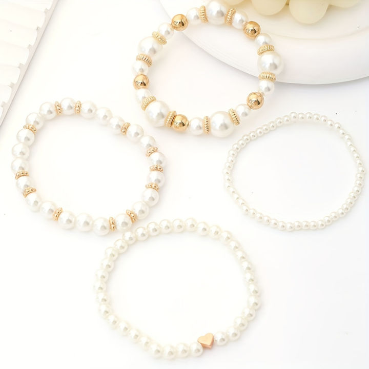 4-piece%20Suit%20New%20Ins%20Summer%20Love%20Pearl%20Bracelet%20Minority%20Female%20Bracelet%20Suit%20-%20Image%205