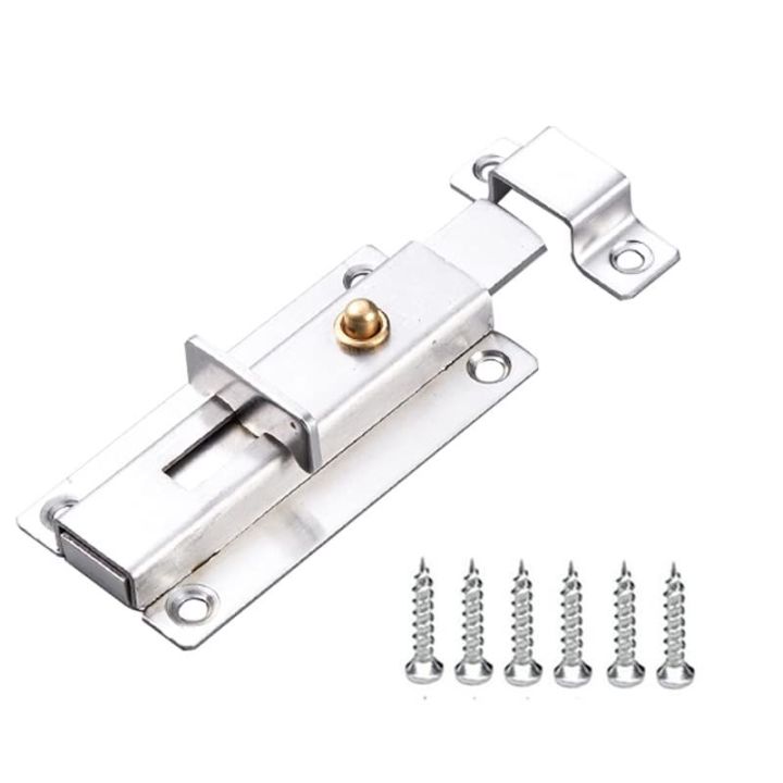 Stainless steel towal bolt with screw door lock kundi automatic button size 4 inch