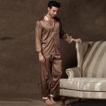 2026 High Quality Vintage Style Luxury Pajama Set for Men Spring Satin Long-sleeved Sleepwear Pajamas Pyjama Pijamas for Men Pjs. 