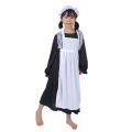 Child's Forum Victorian Girl Dress Coffee Maid Costume Colonial Girl Costume Dress black/White With Apron Hat.