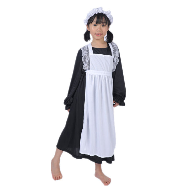Child's%20Forum%20Victorian%20Girl%20Dress%20Coffee%20Maid%20Costume%20Colonial%20Girl%20Costume%20Dress%20black/White%20With%20Apron%20Hat%20-%20Image%202