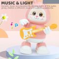 Electronic Dancing Rabbit Guitarist with Music Flashing Lights, 360 Degree Rotating and Sensing Interactive Fun Toy for Children (Color May Vary). 