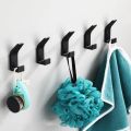 No Drilling Double Hook Black White Towel Hook Clothes Coat Hanger Holder Bathroom Clothes Robe Hook Bathroom Kitchen Accessorie. 