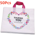 50Pcs Thickening Thank You  Bag Clothing Store Shopping Packaging Bags with Handle Wedding Party Candy  Bags. 