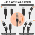 4 in 1 Multi Fast Charging Cable Keychain PD for iPhone Lightning 27W Andriod TYPE-C 60W QC 27W Fast Charging Data Cable Keychai. 