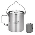 LIXADA 750ml Stainless Steel Pot Portable Water Mug Cup with Lid and Foldable Handle Outdoor Camping Cooking Picnic Equipment. 