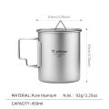 Tiartisan Tatinium Camping Mug Hiking Tableware Fodable Handle Coffee Cups with Lids Lightweight Frosted Cup Mugs. 