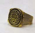 ROP TRENDING STAINLESS STEEL HIP-HOP GOLDEN TITANIUM CROWN RING FOR MEN OR BOYS. 