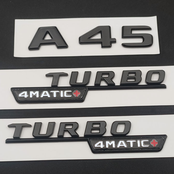 3d ABS Black Logo A45 Emblem Letters Car Trunk Fender Side Badge Turbo ...