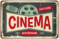 AOYEGO Cinema Tin Sign,Tickets Here Pop Corn and Movie Now Showing Vintage Metal Signs for Cafes Bars Pubs Shop Wall Decorat. 