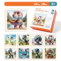 Bview Art 8pcs Wooden Jigsaw Puzzles Set for Kids, Cartoon Animal Puzzles Board Educational Learning Toys. 