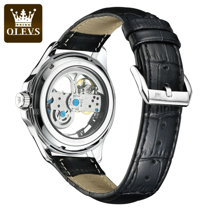 OLEVS%206661%20Full%20Transparant%20Skelton%20Flywheel%20Automatic%20Mechanical%20Men's%20Watch%20Leather%20Strap%20Luxury%20Brand%20Original%20Man%20Wristwatch%20-%20Image%204