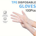 100PcsTPE Disposable Gloves Latex Free Transparent Waterproof Gloves DIY Hair Dyeing Household Kitchen Cleaning Tool. 