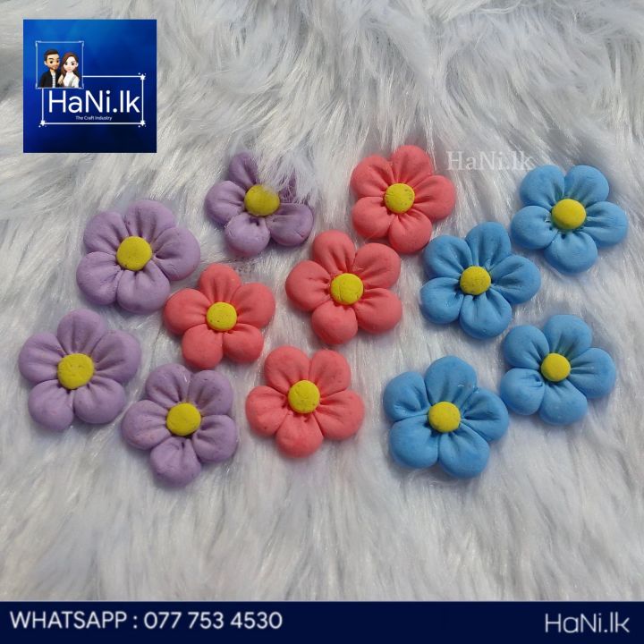 Polymer Clay  Flowers (12pcs) - Mixed Colours