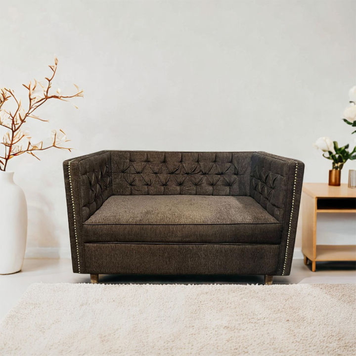 Chesterfield Two Seater Wooden Velvet Sofa