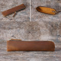 Portable Genuine Cowhide Pencil Case Retro Leather Pen Bag Storage Pouch for Pens Stationery Holder School Office Supplies. 