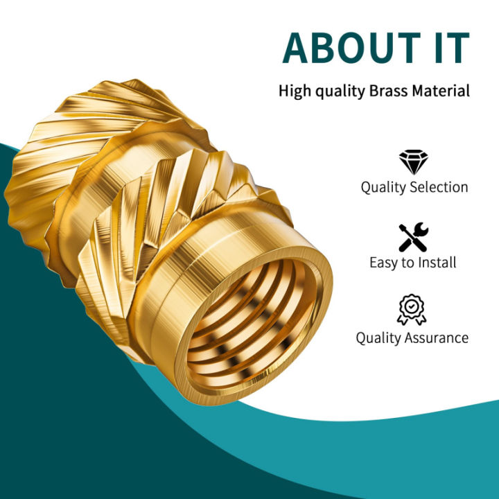 300PCS%20M2%20M2.5%20M3%20M4%20M5%20M6%20Brass%20Heat%20Set%20Inserts%20for%203D%20Printing,%20Knurled%20Threaded%20Nuts,%20Plastic%20Embedding%20Fasteners%20-%20Image%203