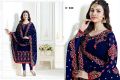 Ladies Navy Blue Embroidered Dress ST-940 (Unstitched). 