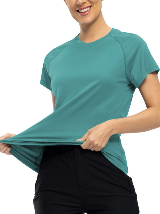 Women’s Quick Dry Short Sleeve Resilience Gym Sports Moisture Wicking Round Neck T-Shirt Training Exercise Gym Sport Shirt