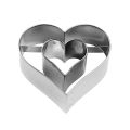 Heavy Duty Stainless Steel Dough Cutter Heart with Heart inside Donut Cutter, Cookie Cutter Heart Shape Baking Donut Cutter with Handle, Stainless Steel, 5-Inches x 5-Inches x 1.5-inches Dough Cutter Donut Cutter Cookie Cutter. 