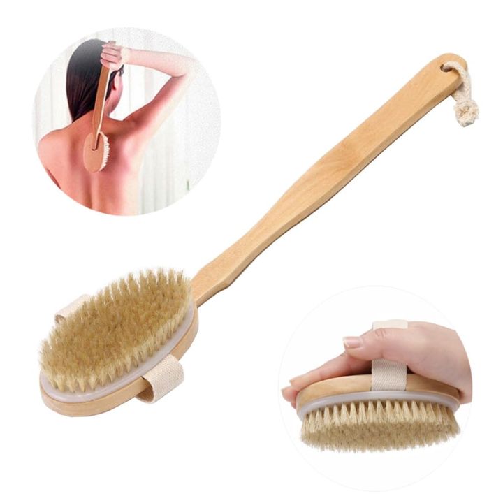 Bamboo Dry Brush - Detox Dry Body Brush with a Long Detachable Handle