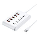 10 Ports USB Charger 5USB+5PD Power Strip Multi Port Type C Wall Charger With 1M Cable For iPhone QC3.0 Adapter.