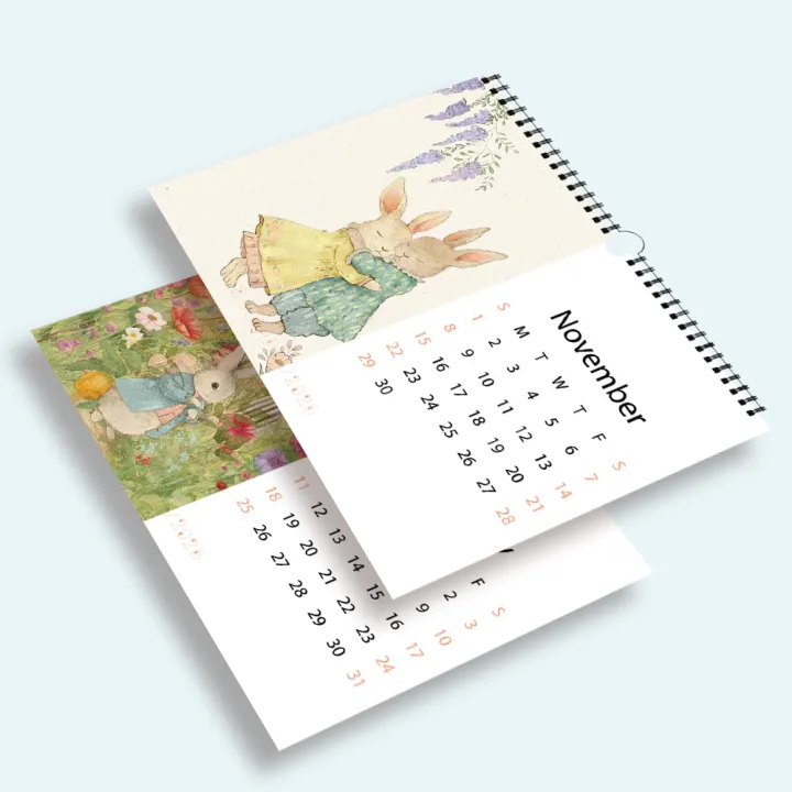 Peter Rabbit Calander 1pc 2026 Hand-Drawn Peter Rabbit Calendar, 12 Unique Illustrations ...