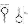 100pcs Mini Screw Eye Pin Pegs 8 X 4mm Hooks Self-Tapping Screws for Arts & Crafts Cork Top Bottles DIY Jewelry Making (Silvery).
