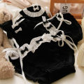 Japanese Panty Black Panties Women's Underwear Sexy Lace Panties Girls' Tie Bow Briefs Low Waist Comfort Underpants Lingerie. 