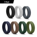 Geedyn 8mm Width 7-14 Size 7 Colour Silicone With Beveled Edges Ring Set for Man Workout Business Engagement Bands. 