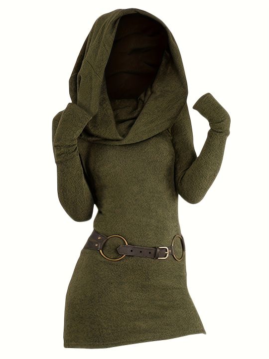 European%20and%20American%20fashion%20women's%20temperament%20commuter%20pile%20collar%20solid%20color%20knitted%20dress%20-%20Image%203