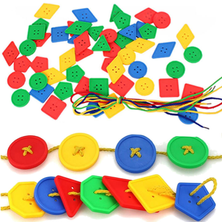 Threaded Geometry Building Blocks Toy Montessori Educational Toy for ...