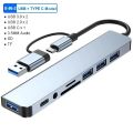 NEW 8 in 2 USB +Type C HUB Docking Station with 3.5mm Audio Jack Adapter Micro SD Card Reader Laptop Tablet Phone Disk Converter.