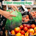 100Pcs Green Plastic Bag Disposable Vest Bag with Handle Kitchen Living Room Clean Food Packaging Supermarket Shopping Bag. 