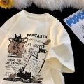 M-8XL 2025 New Summer Korean Style Fun Cartoon Print T-shirt Man Women Unisex Oversized Plus Size Tshirt Trendy Tees.