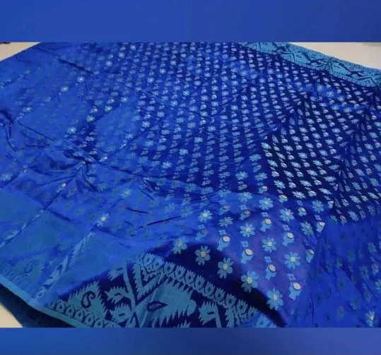 Blue%20Pure%20Tangail%20Half%20Silk%20Jamdani%20Saree%20For%20Women%20-%20Image%202