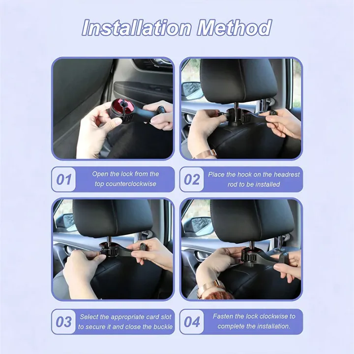 2Pcs%202-in-1%20Car%20Seat%20Hook%20Phone%20Holder:%20360%C2%B0%20Rotatable,%20Secure%20Lock,%20Soft%20Silicone,%20ABS,%20Hidden%20Design,%20Fits%202.1-3.9"%20Phones%20-%20Image%204