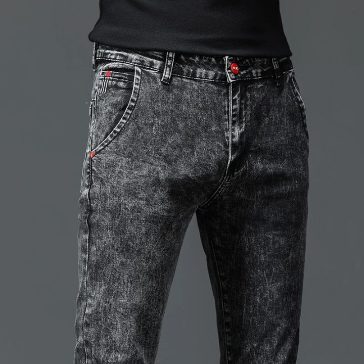 Solid%20Color%20Cotton%20Black%20Dark%20Gray%20Classic%20Slim%20Stretch%20Casual%20Korean%20Fashion%20Youth%20Male%20Denim%20Trousers%20Jeans%20Men's%20Trousers%20-%20Image%205
