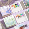Mini Watercolor Painting Notebook With Pigment Palettle Creative Small Portable Drawing Sketching Book Art Stationery. 